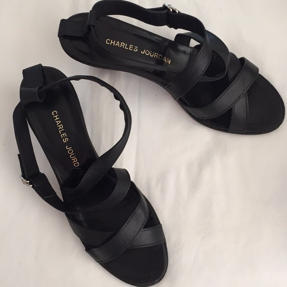 Vintage 80’s Designer Charles Jourdan leather black sandals - Picture 5 of 9